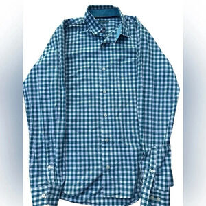 Van Heusen Studio Men’s Green & White Check Slim Fit Dress Shirt Size Small